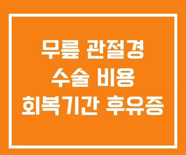 무릎 관절경 수술 비용 회복기간 후유증 무릎 관절경 수술 비용 회복기간 후유증