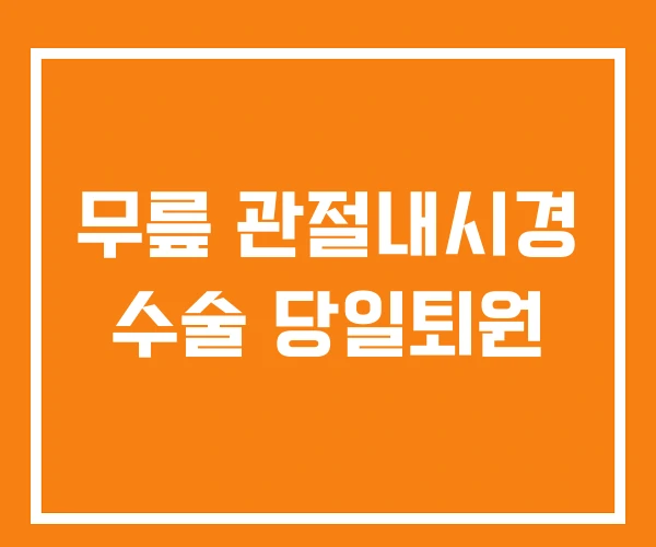 무릎 관절내시경 수술 당일퇴원 무릎 관절내시경 수술 당일퇴원