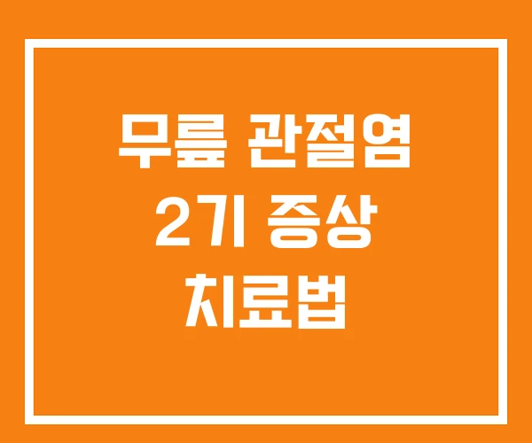 무릎 관절염 2기 증상 치료법 무릎 관절염 2기 증상 치료법
