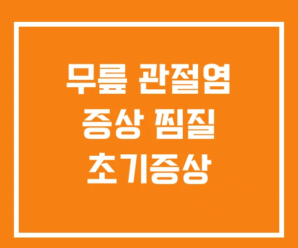 무릎 관절염 증상 찜질 초기증상