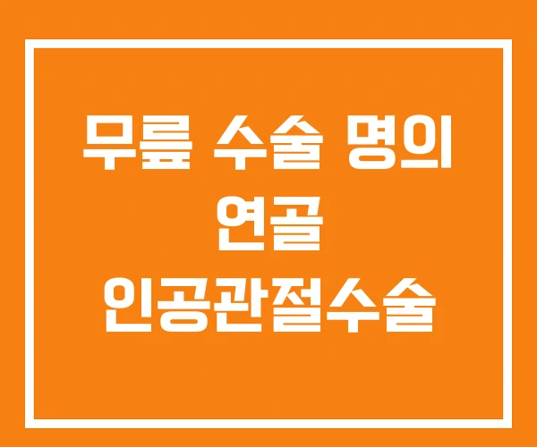 무릎 수술 명의 연골 인공관절수술 무릎 수술 명의 연골 인공관절수술