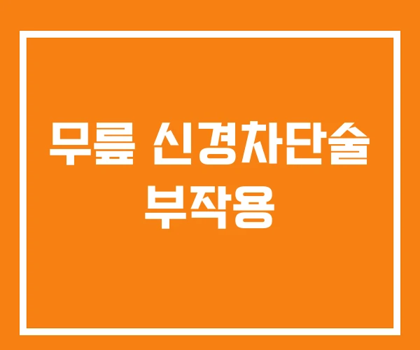 무릎 신경차단술 부작용 무릎 신경차단술 부작용