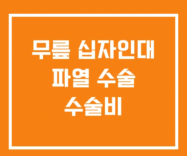 무릎 십자인대 파열 수술 수술비