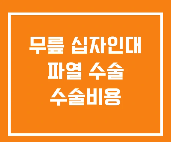 무릎 십자인대 파열 수술 수술비용 무릎 십자인대 파열 수술 수술비용