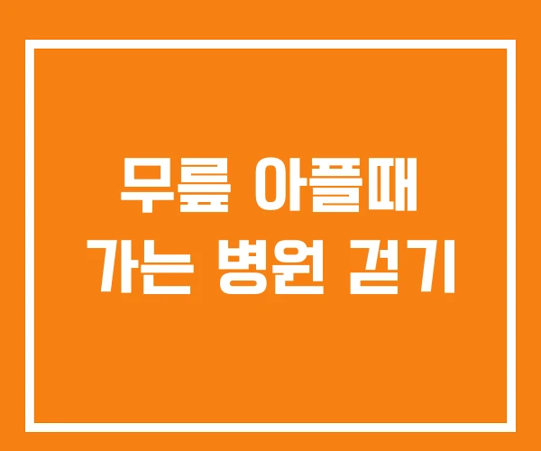 무릎 아플때 가는 병원 걷기 무릎 아플때 가는 병원 걷기