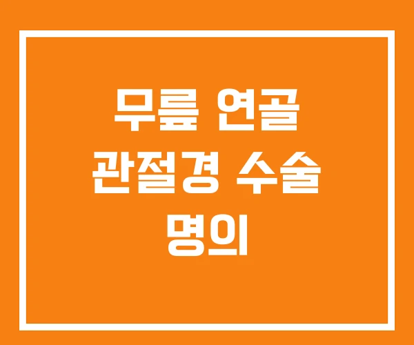 무릎 연골 관절경 수술 명의