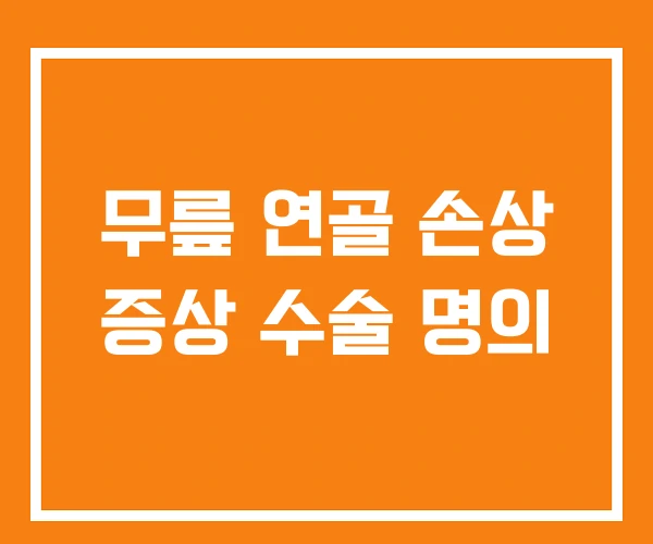무릎 연골 손상 증상 수술 명의 무릎 연골 손상 증상 수술 명의