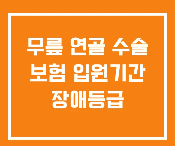 무릎 연골 수술 보험 입원기간 장애등급 무릎 연골 수술 보험 입원기간 장애등급