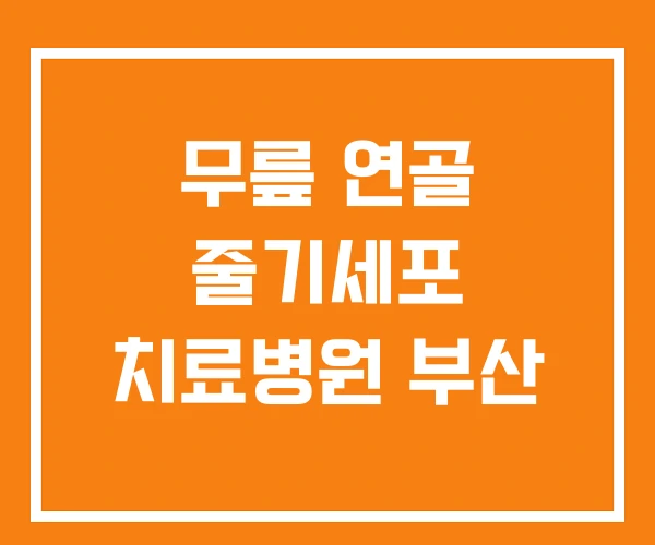 무릎 연골 줄기세포 치료병원 부산