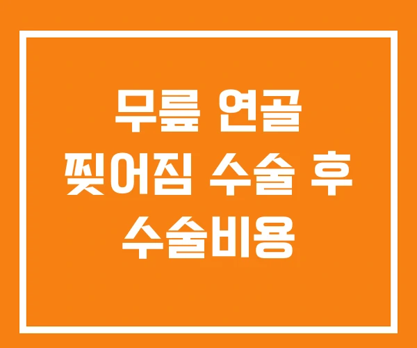 무릎 연골 찢어짐 수술 후 수술비용 무릎 연골 찢어짐 수술 후 수술비용