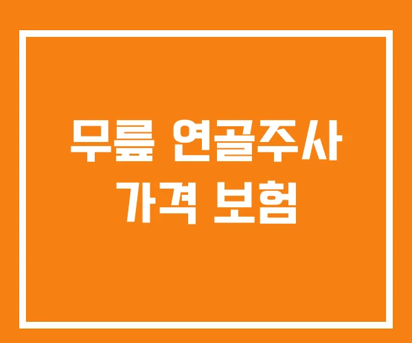 무릎 연골주사 가격 보험