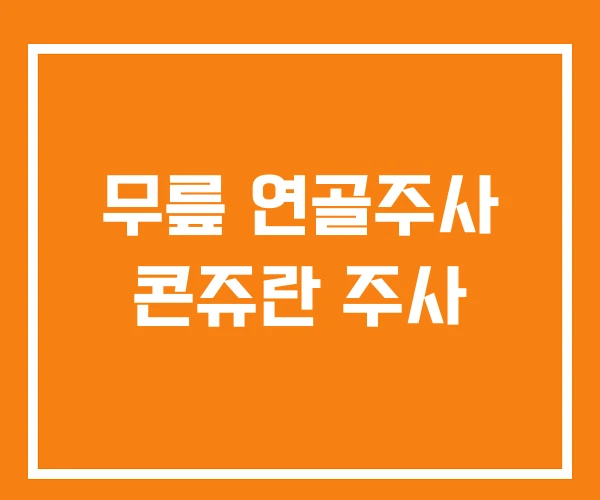 무릎 연골주사 콘쥬란 주사