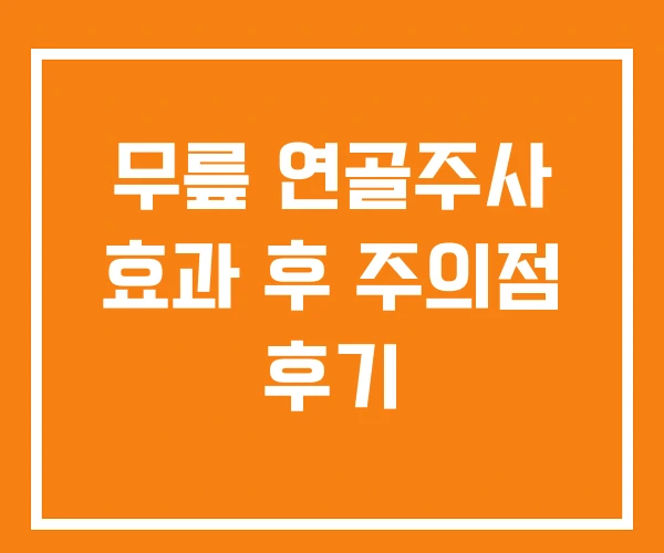무릎 연골주사 효과 후 주의점 후기