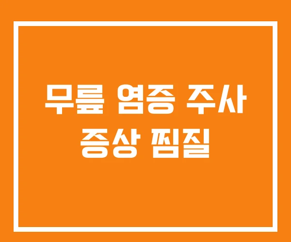 무릎 염증 주사 증상 찜질