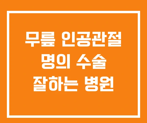 무릎 인공관절 명의 수술 잘하는 병원 무릎 인공관절 명의 수술 잘하는 병원