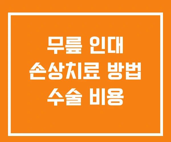 무릎 인대 손상치료 방법 수술 비용