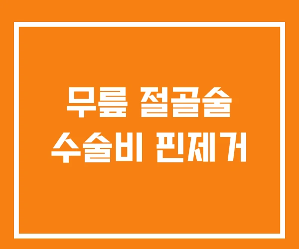 무릎 절골술 수술비 핀제거