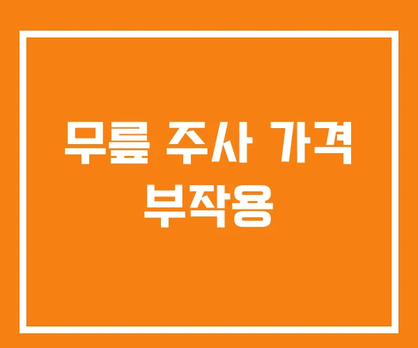 무릎 주사 가격 부작용