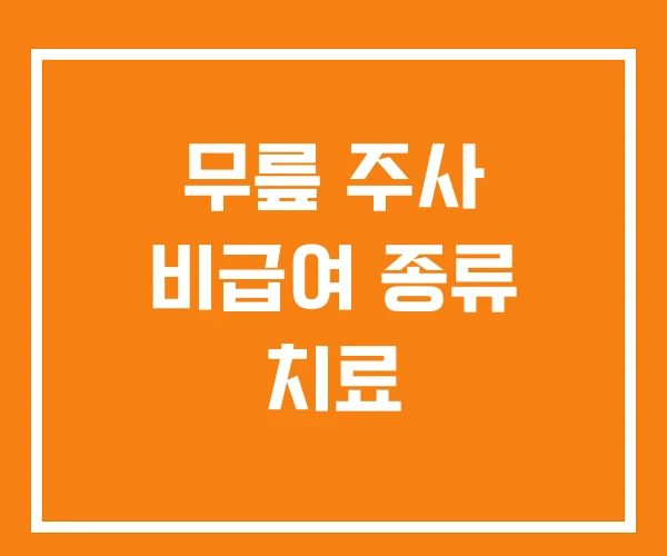 무릎 주사 비급여 종류 치료