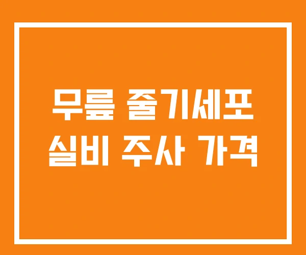 무릎 줄기세포 실비 주사 가격
