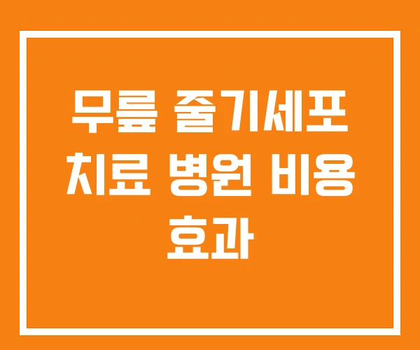 무릎 줄기세포 치료 병원 비용 효과 무릎 줄기세포 치료 병원 비용 효과