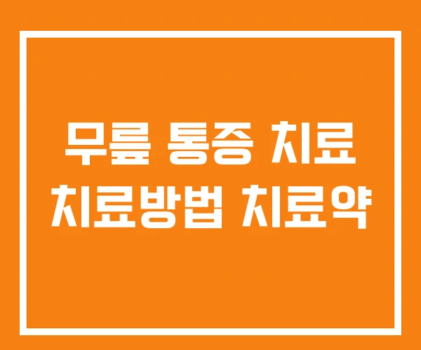 무릎 통증 치료 치료방법 치료약