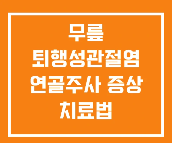 무릎 퇴행성관절염 연골주사 증상 치료법