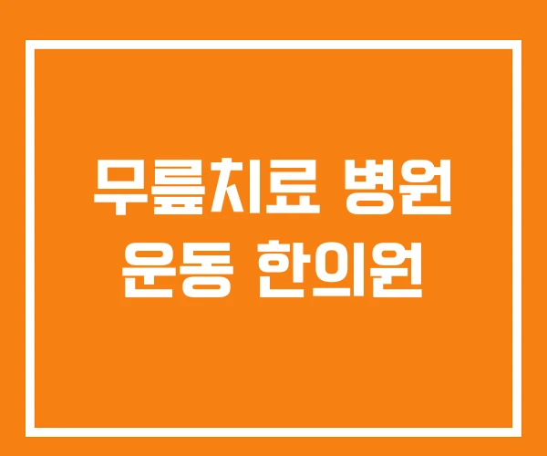 무릎치료 병원 운동 한의원