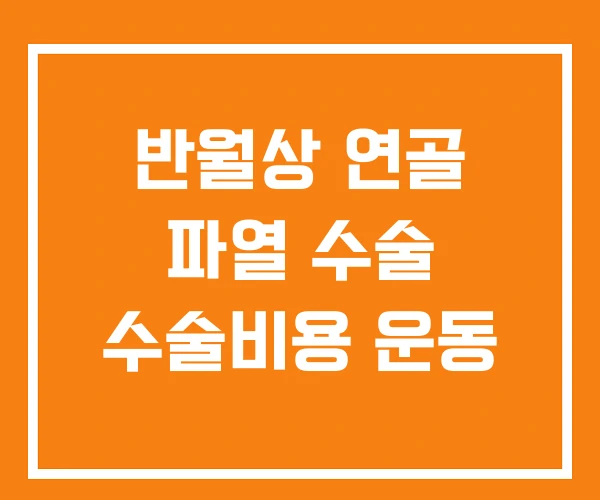 반월상 연골 파열 수술 수술비용 운동