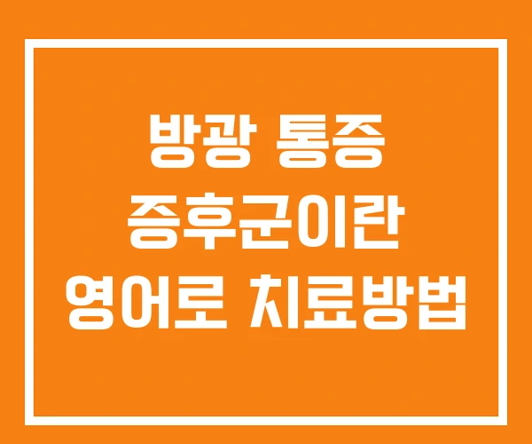 방광 통증 증후군이란 영어로 치료방법