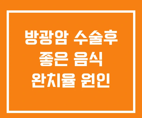 방광암 수술후 좋은 음식 완치율 원인