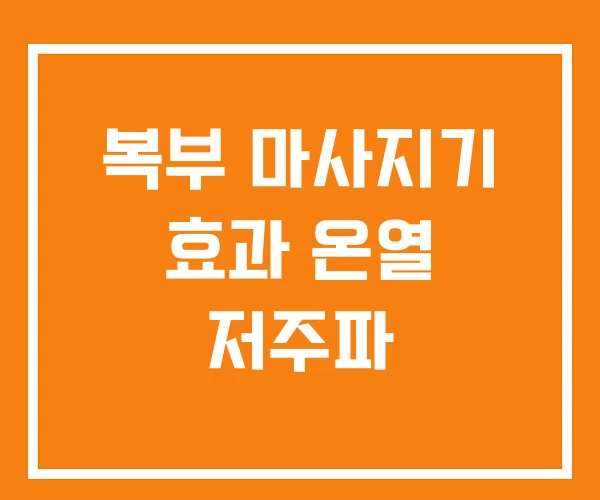 복부 마사지기 효과 온열 저주파