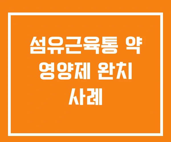 섬유근육통 약 영양제 완치 사례