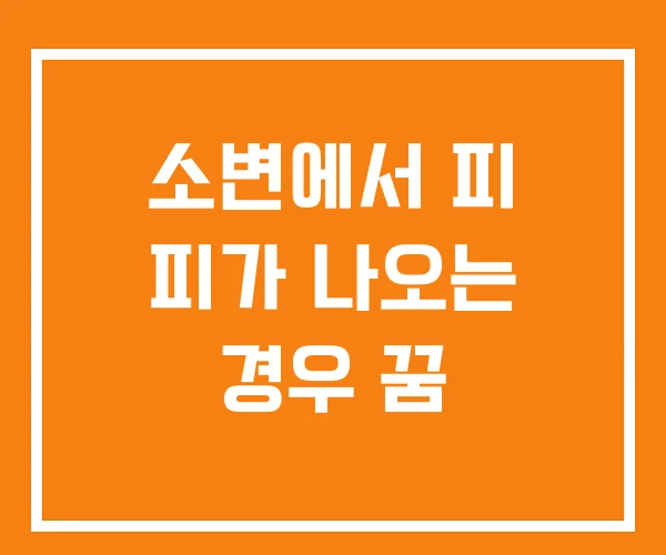 소변에서 피 피가 나오는 경우 꿈 소변에서 피 피가 나오는 경우 꿈