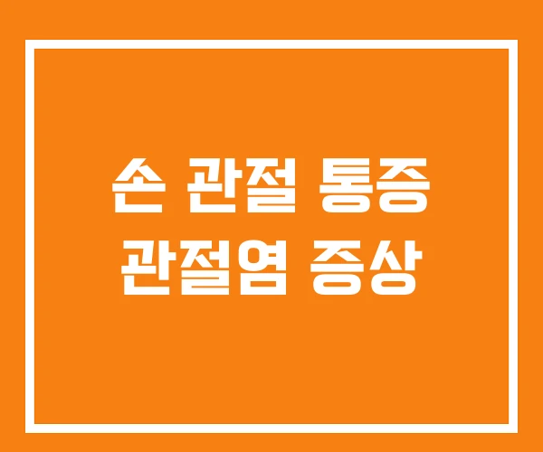 손 관절 통증 관절염 증상
