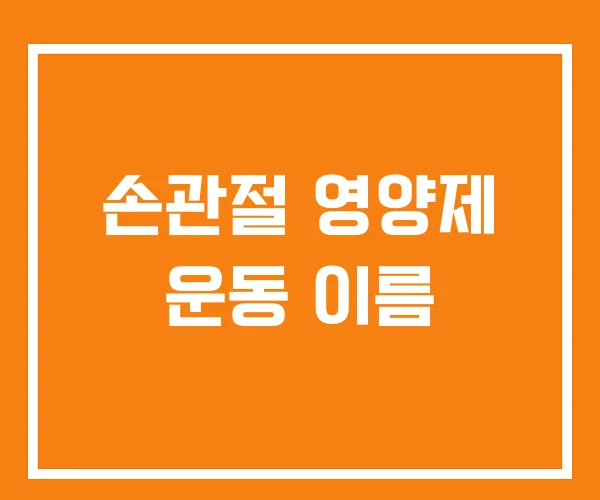 손관절 영양제 운동 이름 손관절 영양제 운동 이름