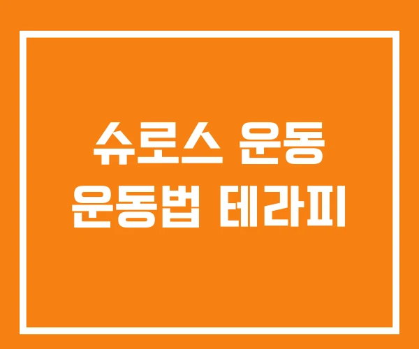슈로스 운동 운동법 테라피