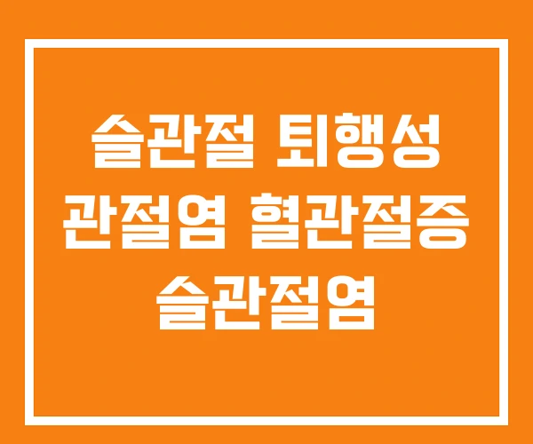 슬관절 퇴행성 관절염 혈관절증 슬관절염