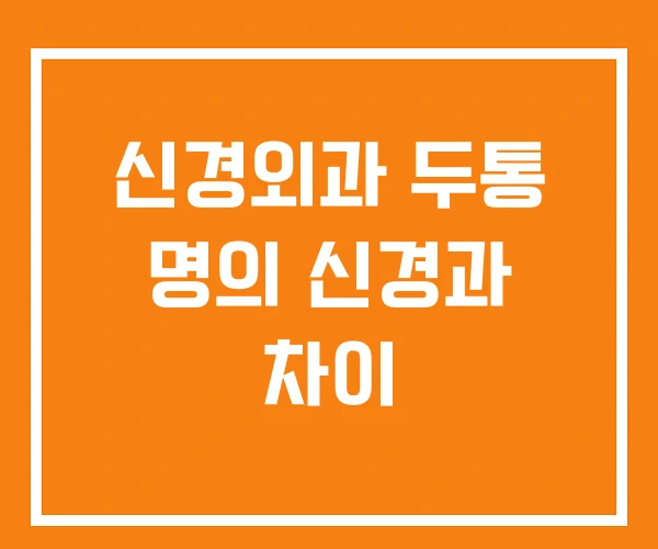 신경외과 두통 명의 신경과 차이