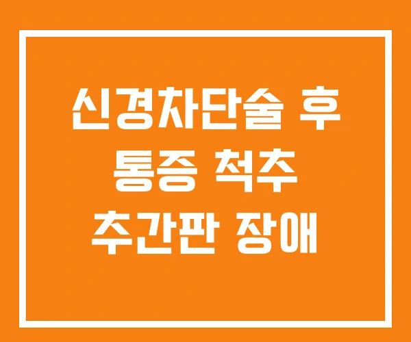 신경차단술 후 통증 척추 추간판 장애