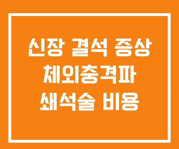 신장 결석 증상 체외충격파 쇄석술 비용