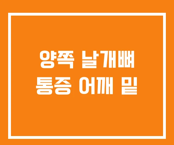 양쪽 날개뼈 통증 어깨 밑
