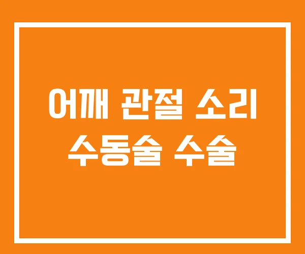 어깨 관절 소리 수동술 수술 어깨 관절 소리 수동술 수술