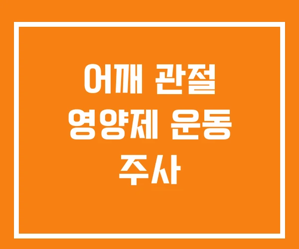 어깨 관절 영양제 운동 주사 어깨 관절 영양제 운동 주사