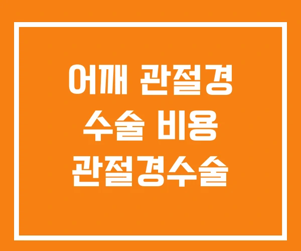 어깨 관절경 수술 비용 관절경수술