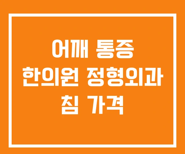 어깨 통증 한의원 정형외과 침 가격 어깨 통증 한의원 정형외과 침 가격