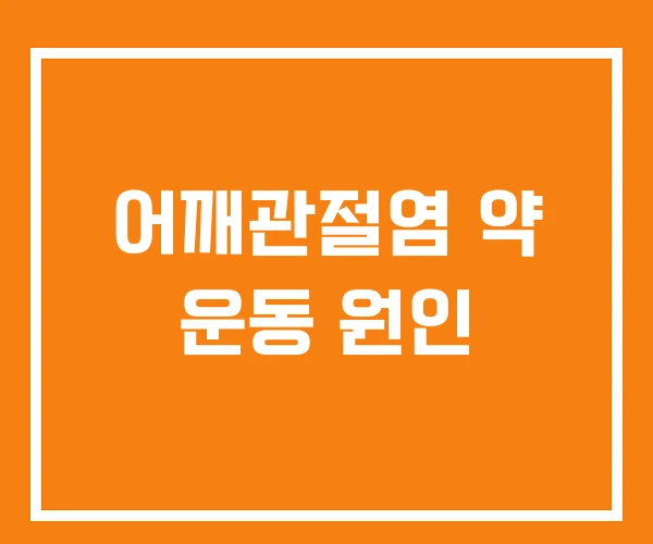 어깨관절염 약 운동 원인