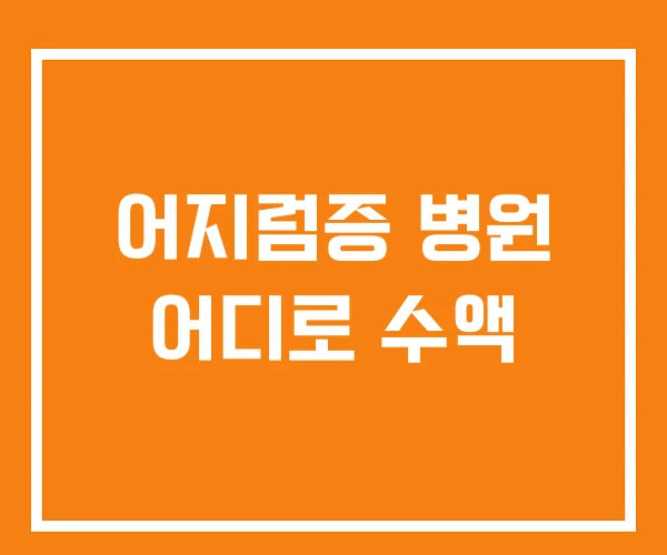 어지럼증 병원 어디로 수액