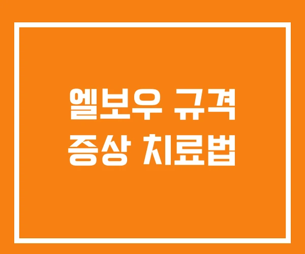 엘보우 규격 증상 치료법 엘보우 규격 증상 치료법