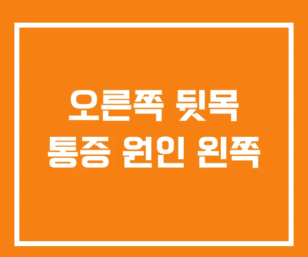 오른쪽 뒷목 통증 원인 왼쪽